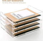 Acrylic Desk Organizer, Stackable Paper Organizer Letter Tray 4-Tier Clear - Image 5
