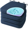 SUNROX Cooling Gel Memory Foam Chair Cushions, 2.6" Thick U-Shaped Dual-Layer Comfort Dining Chair Pads, Non Slip Seat Cushion with Ties for Indoor Kitchen Office 17"x16" Set of 4, Navy by SUNROX