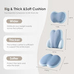 FLORICH 3 PCS Seat Cushion for Carseat Lumbar Support Pillow Car Neck Headrest Pillows Ultrathick Memory Foam Seat Pads Pressure Relief Back Cushion for Office Chair(Blue) - Image 5