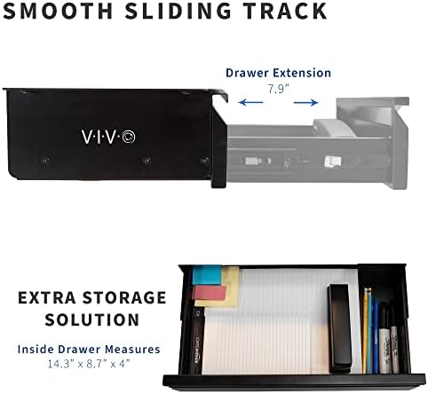 VIVO Black 16 x 9 inch Under Desk Slide Out Drawer, DESK-AC03A-B - Image 4