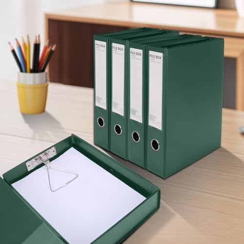HUA JIE 6 Pack A4 Storage File Boxes Plastic Archives Cases with Clip,Green - Image 3