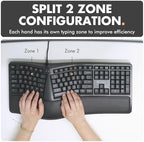 X9 Wired Ergonomic Keyboard with Cushioned Wrist Rest - Type Comfortably Longer - USB Wired Split Keyboard for Laptop, PC & Chrome Computer with 110 Ergo Keys & 5ft Cable - Image 4