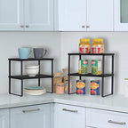 CADUKE Set of 4 Kitchen Counter Shelves, Cabinet Organizer, Black - Image 4