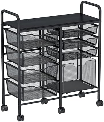 Aokitsink Rolling Cart with Drawers,8-Drawer Storage Cart with Wooden Tabletop and Lockable Wheels,Craft Storage & Art Supply Organizer,Letter-Size File Drawer for Classroom, Office & Home - Image 4