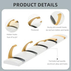 2 Pack Foldable Stylish Modern Hook Rack with 5 Hooks, Coat Hooks Wall Mount, Metal Coat Hook Rail for Coat Hat Towel Purse Robes Mudroom Bathroom Entryway (White and Gold) - Image 5