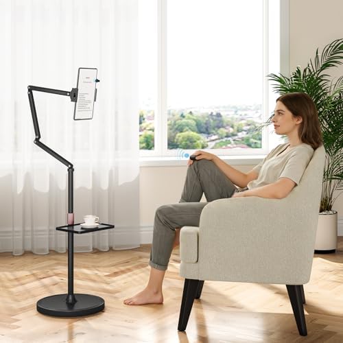 Houele Tablet Floor Stand with Page Turner, iPad Floor Stand with Tray - Image 6