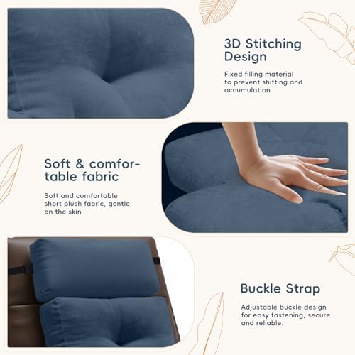 2 Piece Neck Pillow and Lumbar Support Cushion Set for Recliner, NavyBlue - Image 3