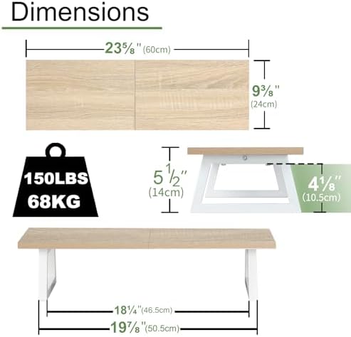 TEAMIX 24 inch Monitor Riser for Desk, Wood & Steel Computer/TV Stand Maple - Image 5