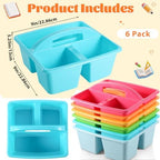 6 Pack Plastic Classroom Organizer Caddy with Handle, Multicolored - Image 2