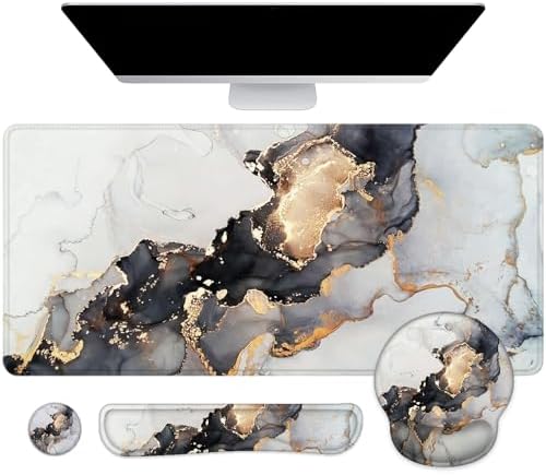 Large Desk Mat, Mouse Pad with Wrist Support, Keyboard Wrist Rest Set by Lateefah