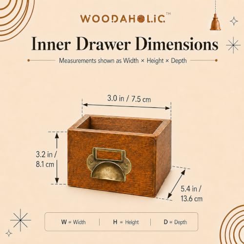 12-Drawer Apothecary Cabinet - Index Card Organizer - Mahogany Wooden Card Catalog - Fits Standard US 3x5in Index Cards - Vintage Desktop Drawer Organizer for Tea, Herbs, and Office Supplies - Image 3