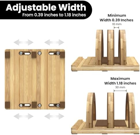 Kothar Premium Wood Vertical Laptop Stand - Adjustable Dual Slot Bamboo Holder for MacBook, Dell, HP, and More | Space-Saving Desktop Organizer | Eco-Friendly, Sleek & Durable Design - Image 3
