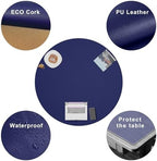 CENNBIE 42 Inches Round Table Pad- Cork & Leather Table Mat(Blue) - Image 3