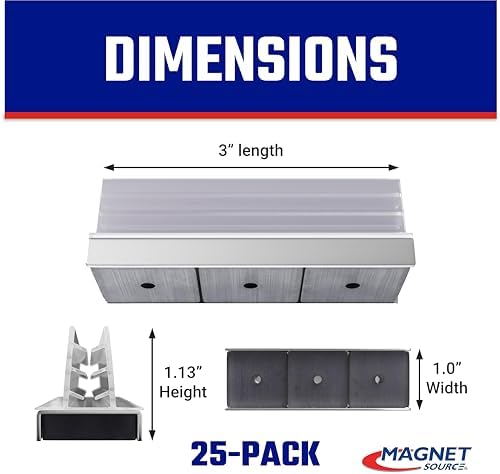 Master Magnetics Magnetic Sign Holder Pack - Magnetic Sign Holders for Door Frames, Metal Shelves, Whiteboards - Powerful Magnet - Retail EZ Grip Holder - 3" L x 1" W x 1.13" H - 25-Pack - Image 2
