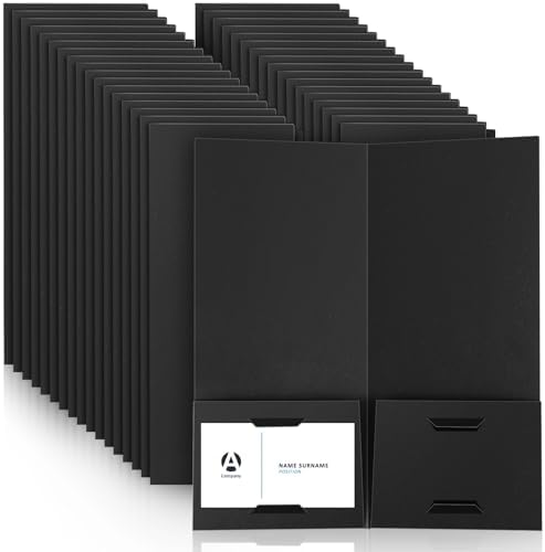 Henoyso 100 Pcs 4 x 9 Inch Mini Presentation Folders 2 Pocket, Black by Henoyso