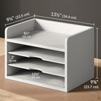 Ballucci File Organizer, 4-Tier Office Desk Organizer, Open Top Wood Paper Organizer for Classroom, Desktop Mail Sorter Paper Tray, White - Image 4