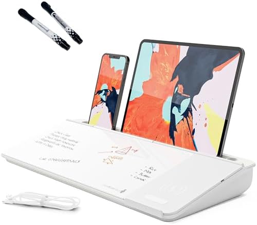 DeskBoard Buddy Desktop Whiteboard + 2 Markers (White with Wireless Charger) by DeskBoardBuddy