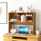 LDAILY Desktop Bookshelf, 2-Tier Office Desk Shelf Organizer with 4 Shelves, 37’’L Wood Storage Rack Display Shelf for Computer Desk, Office, Dorm, Bedroom (Burlywood) - Image 2