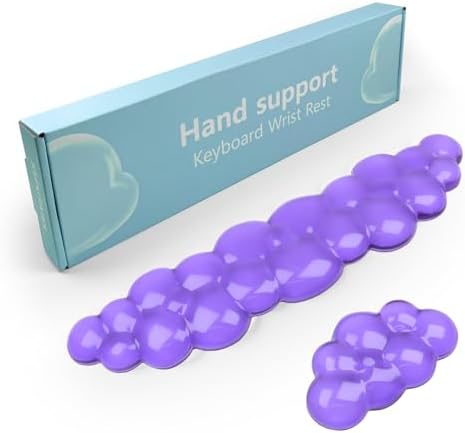 Gel Cloud Keyboard and Mouse Wrist Rest, Cute Wrist Support and Arm Support Keyboard Rest for Keyboard and Mouse Typing Pain Relief，Suitable for Office/Computer/Laptop/Gaming (Transparent Purple Set) by KEPUTAIER