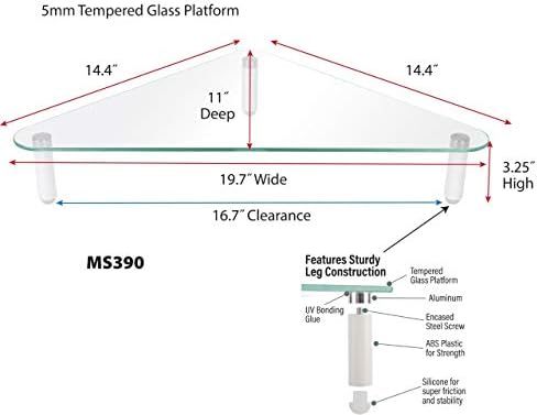 Kantek Glass Corner Monitor Riser, 19.7" x 11" x 3.25", Clear, Supports 40 lbs - Image 2