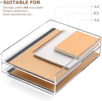 SANRUI 4 Tier Stackable Paper Letter Tray, Acrylic Vertical File Tray A4 Desk Organizer and Accessories Sorter Trays, Clear Workspace Office Supplies Organizers,12inx9.25inx6.6in - Image 4