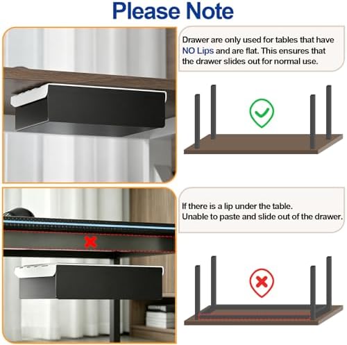 Under Desk Storage Drawer Organizer,3 Pack Self-Adhesive Slide Out Desk Drawers Under Table for Shelf,Office Supplies,Home,Large & Medium & Small,Black - Image 3