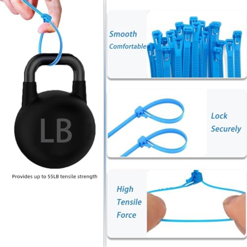 250 Pack 12 Inch Heavy Duty Reusable Zip Ties Blue ?UV Resistant, 55 LBS Tensile Strength, Weatherproof Cable Ties for Outdoor, Industrial, and Harsh Environments - Image 3