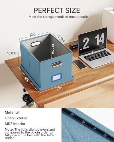Oterri 4 Pack File Storage Organizer, Document Organizer, Portable File Box with Lid, Fit for Letter/Legal File Folder Storage,Dark Blue-Box only - Image 3