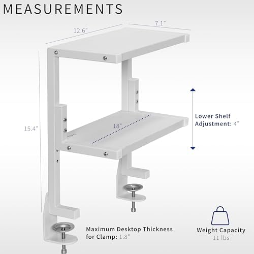 VIVO White Clamp-on 13 inch 2-Tier Desk Shelf, STAND-SHELF2CW - Image 3