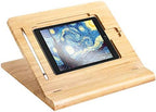 ELETIUO Tablet Stand Holder Adjustable Foldable,Multi-Angle Bamboo Wooden Organizer Desktop Holder for iPad,Stable for Drawing,Watching,Typing (Support Multiple Devices) by ELETIUO