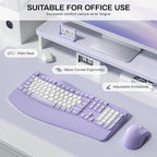 Wireless Keyboard and Mouse Combo,2.4G Ergonomic Wave Keys(Purple-B) - Image 2
