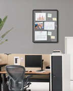 Mifuro 26"x20" Enclosed Bulletin Board, Lockable Weather-Resistant Aluminum Cork Noticeboard for School & Office, Black Frame w/Grey Flet - Image 2
