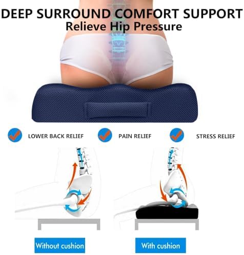 YOUFI Extra Thick Large Seat Cushion, Gel Memory Foam Cushion with Carry Handle Non Slip Bottom, Pain Relief Coccyx Cushion for Wheelchair Office Chair (Navy Blue, 19" x 17.5" x 4") - Image 6