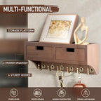Rebee Vision Key Holder Wall Mount with Shelf for Entryway, Vintage Brown - Image 3