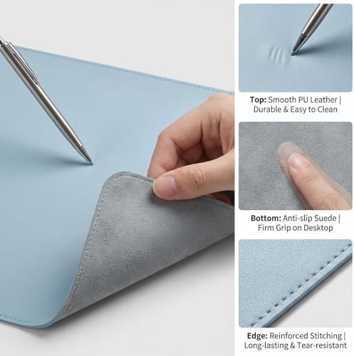 Leather Desk Pad Protector, 16x31 in Waterproof Mouse Pad, PU Desk Mat, Office Desk Cover, Desk Writing Mat for Office/Home/Work/Cubicle (Blue) - Image 7