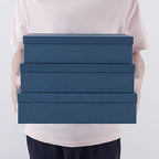 Soul & Lane - Navy Blue Decorative Storage Boxes with Lids, Set of 3 - Image 2