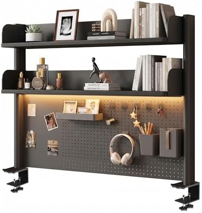 Desktop Storage Rack, 31.5-Inch Clamp Desktop Organizer with DIY Pegboard, Two-Tone Clamp Desktop Storage Rack, Space-Saving Desktop Stand, Suitable for Home Office, Studio, and Gaming Setup by DAZIMOU