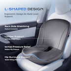 Coverado Car Seat Cushion and Lumbar Support Pillow One Piece, Napa Leather Memory Foam Ergonomic Back Support Driving Seat Cushion for Back Pain, Non-Slip Washable Cushion for Car, Driver, Office - Image 2