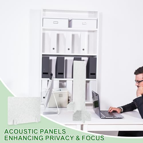 PATIKIL Desk Dividers 24" x 16", 2 Pack Desk Privacy Panel Freestanding Noise Reducing Partition Acoustic Panel with 4Pcs Support Feet for Testing Office Home Library, Light Gray Style C - Image 6
