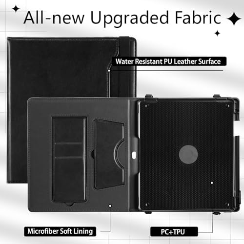 E NET-CASE Case for Kindle Scribe 10.2 inch(2024/2022 Release),Premium PU Leather with Card Slot and Pen Holder adn and Auto Sleep/Wake,Shoulder Strap Cover for 10.2" Kindle (Black) - Image 4