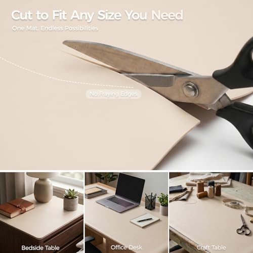 1.6mm Thick Leather 15x72 Inch Non-Slip Mat, Waterproof Countertop Protector, Extended Dresser Topper/Kitchen Counter Mat, Creamy White - Image 5