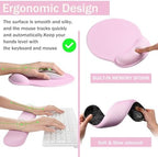 Sabary Scalloped Desk Mat Keyboard Mouse Pad Set Pink 31.5 x 15.7 Inch - Image 6