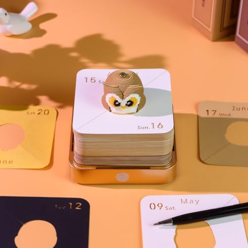 3D Memo Pad Time Piece Calendar 2027, 3D Tear-Off Art Desk Calendar 2027, Creative 3D Memo Pad Paper Art Tree House DIY Paper Carving Decoration (Magic Eagle) - Image 3