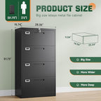 Letaya 4 Drawer File Cabinets with Lock,Metal Lateral Filing Storage Cabinet Printer Stand,Black Steel Home Office Cabinet for Hanging Files Letter/Legal/A4 Size (Black, H51.73×W28.35×D15.74) - Image 3