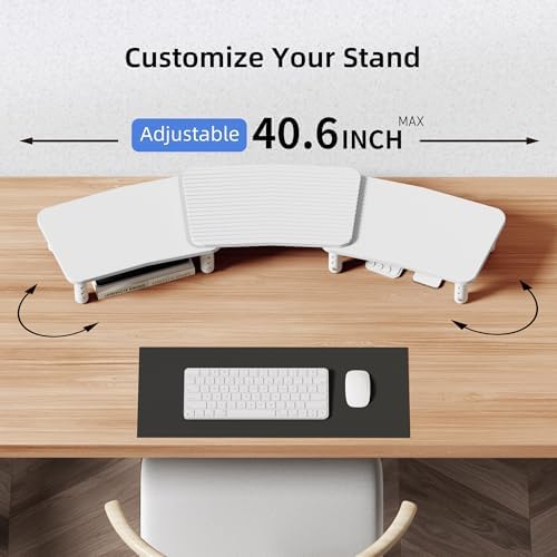 Dual Monitor Stand For Desk,Adjustable Height Long Wood Computer Riser - Image 5