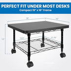 Mount-It! Under Desk Printer Stand with Wheels | Mobile Printer and Fax Cart with Storage Shelf for Office and Home Use, 2 Tiers (Black) - Image 6