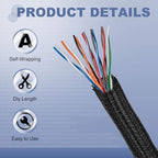 MECCANIXITY Split Sleeve Wire Loom Braided Sleeve 1-1/2" 25Ft Black - Image 3