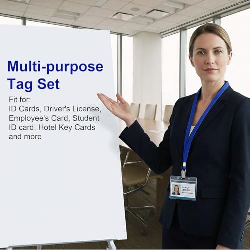 Marspark 4"x3" Name Badge Holder with Lanyard Bulk, Blue, 200 Sets - Image 7