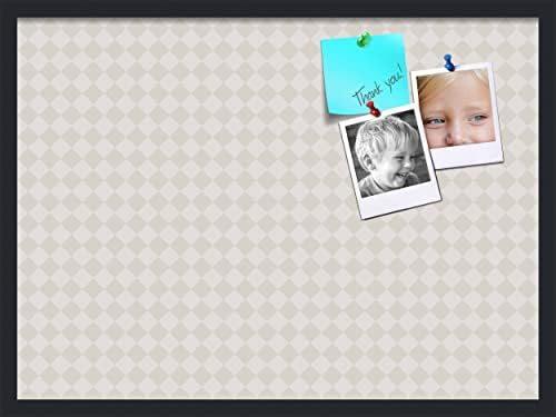 PinPix 30x22 inch Cork Bulletin Board. This Decorative Framed Pin Board Comes with Diamond Pattern in Shades of Grey Design and Satin Black. Ideal for Home, Office Decor or School (PinPix-373) by PinPixBulletinBoards