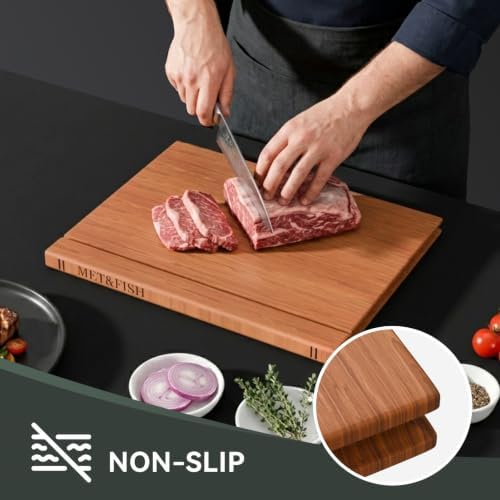 Book Cutting Board Set with Wooden Stand,Wooden Cutting Boards for Kitchen - Image 3